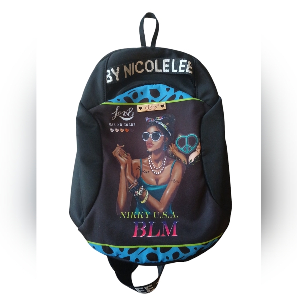 Nicole Lee Nikky USA Love Has No Color Black Cosmic Graphic Sling Backpack